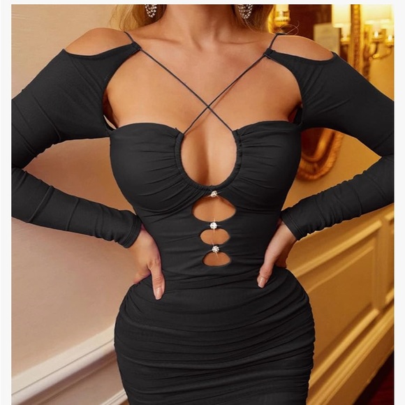 Colysmo long sleeve cutout cocktail body con size L - Picture 5 of 5